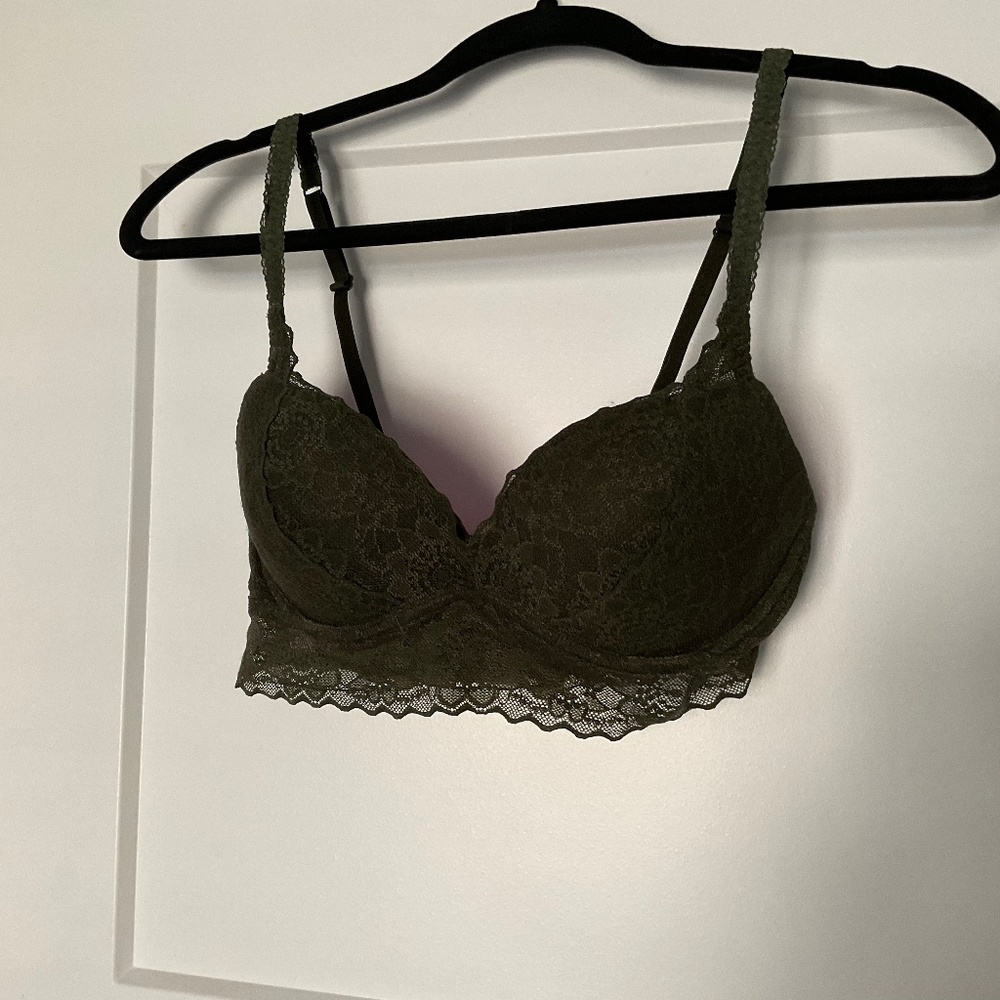 Green Lace PINK Bra